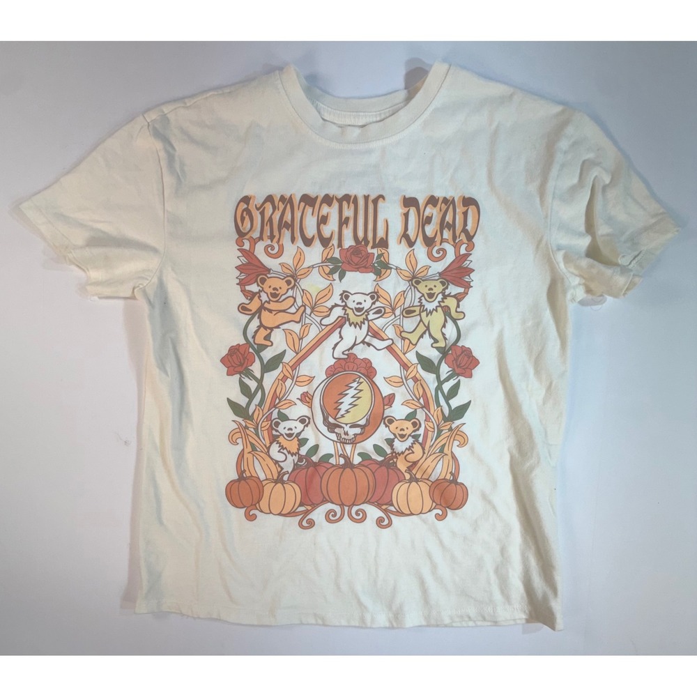 Grateful Dead Kids Large 10/12 Graphic Tee Dancing Bears Pumpkin Cream Shirt